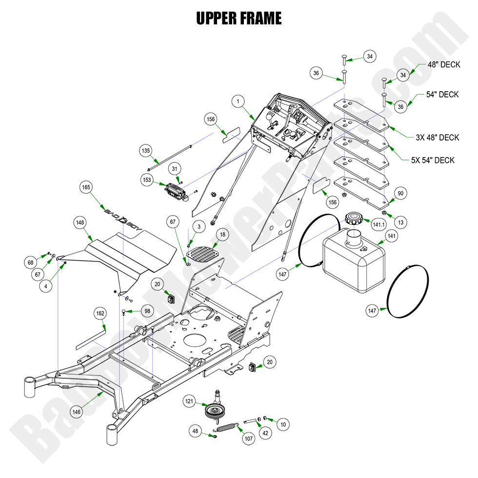 3262 - Bad Boy Mower Parts Lookup > 2023 > Walk Behind > Upper Frame